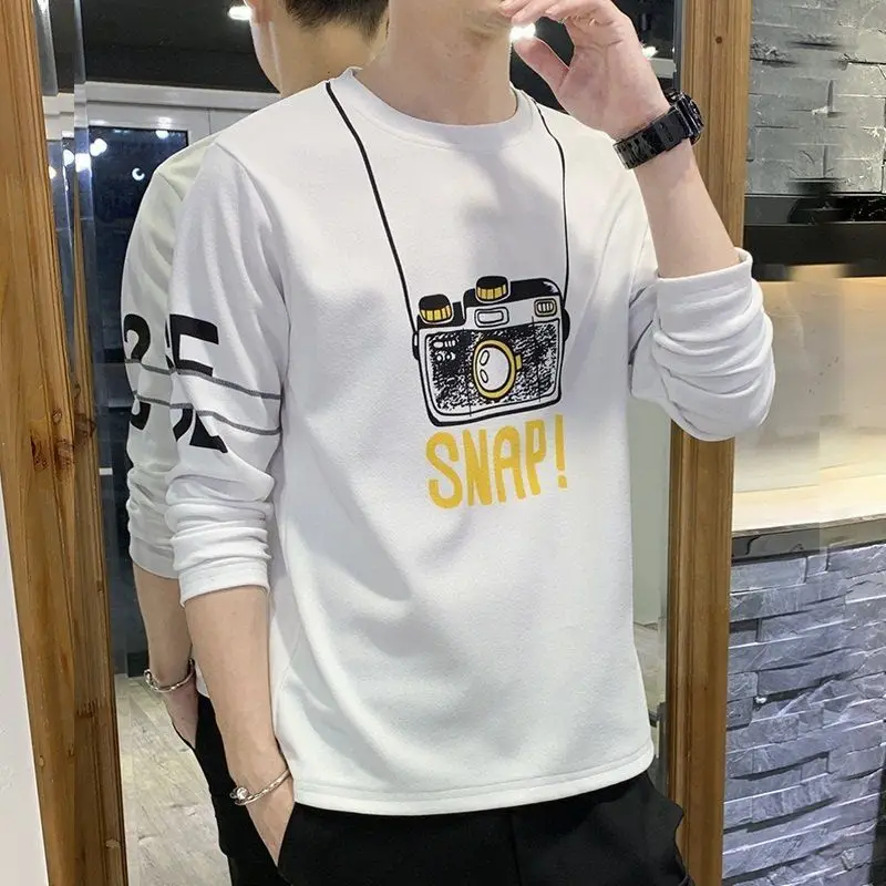 Men Yellow Snap Print Long Sleeve T-Shirt - Image 2