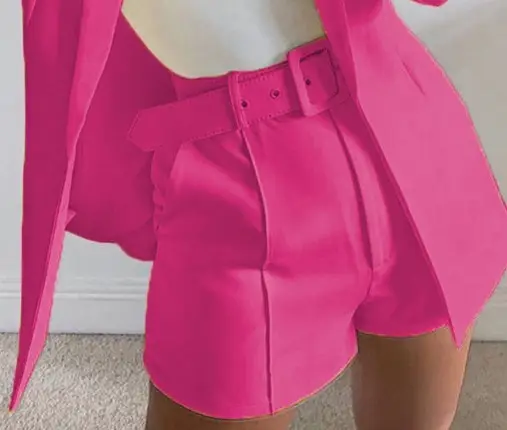 2025 Blue Cross-Border Suit Women Mid-Length Collar Jacket Wish Shorts - Image 20