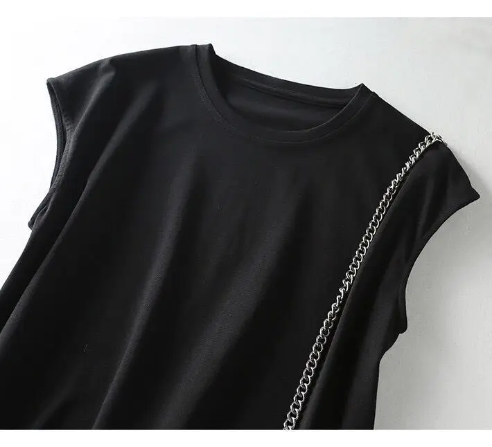 Black Korean Style Loose Slim T-Shirt Dress Women Mid Length — feature 11