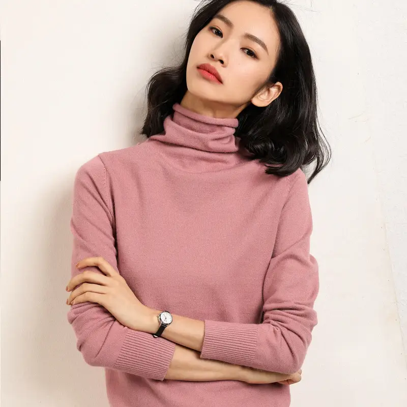 Women Blue Knit Turtleneck Pullover Winter Wear - Image 28
