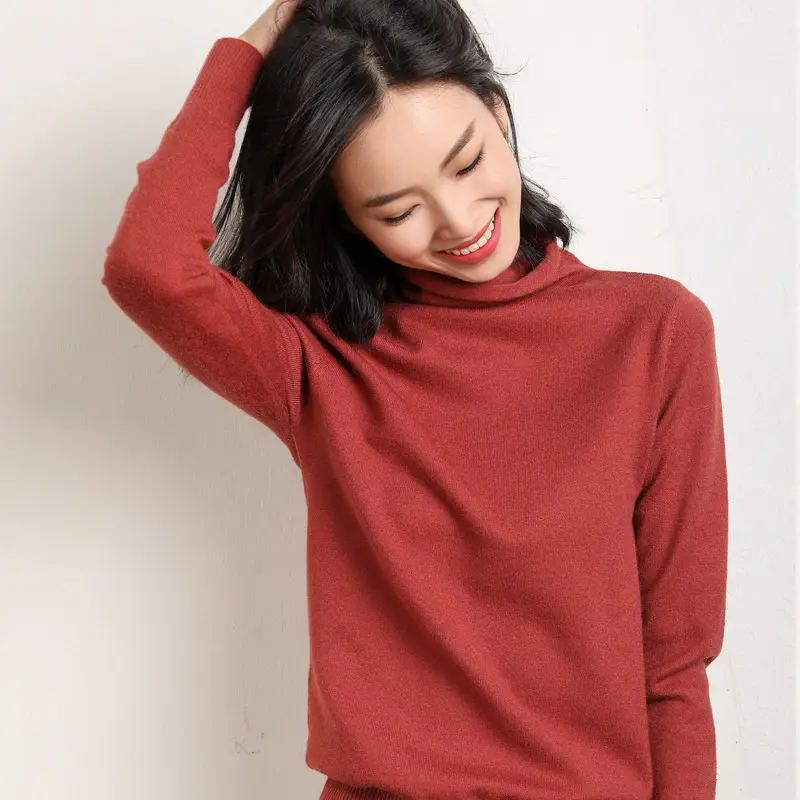 Women Blue Knit Turtleneck Pullover Winter Wear - Image 30