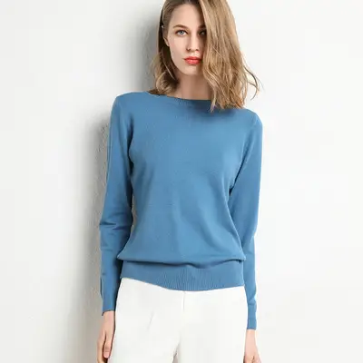 Women Blue Knit Turtleneck Pullover Winter Wear - Image 18
