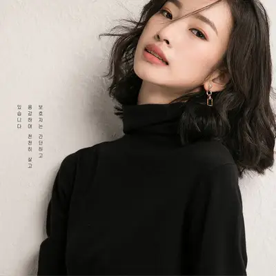 Women Blue Knit Turtleneck Pullover Winter Wear - Image 4