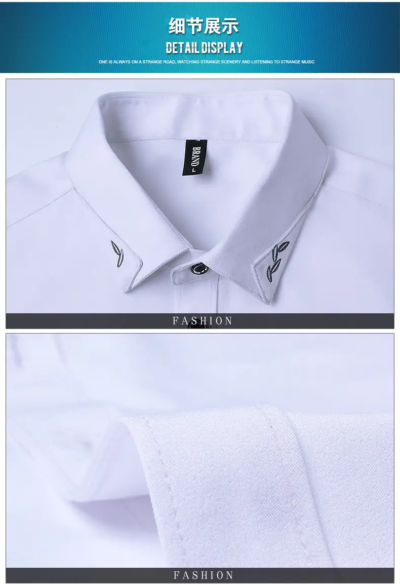 Men Slim Fit Blue Short Sleeve Business Shirt — feature 17