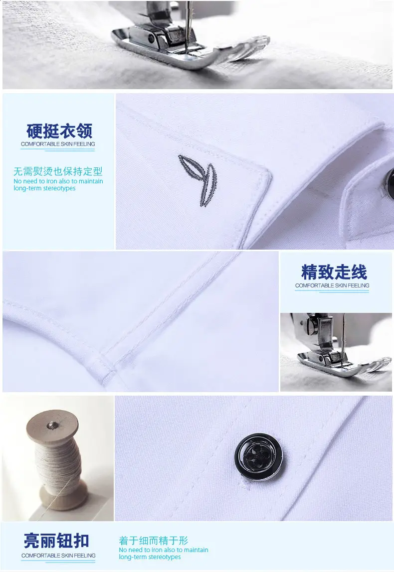 Men Slim Fit Blue Short Sleeve Business Shirt — feature 8