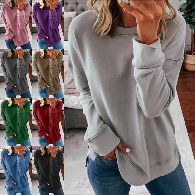 2024 Women's Blue Sweatshirt Loose Fit Cross-Border - Image 5