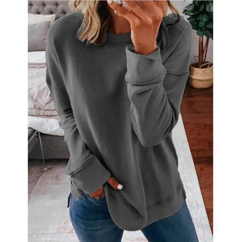 2024 Women's Blue Sweatshirt Loose Fit Cross-Border - Image 3