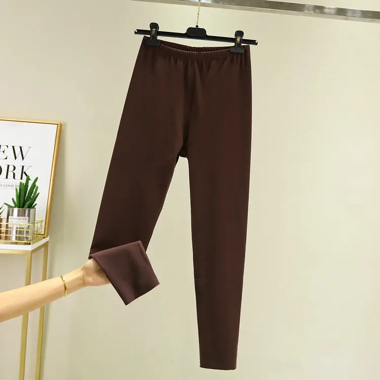 Women's Fleece Lined Warm Leggings Brown - Image 14