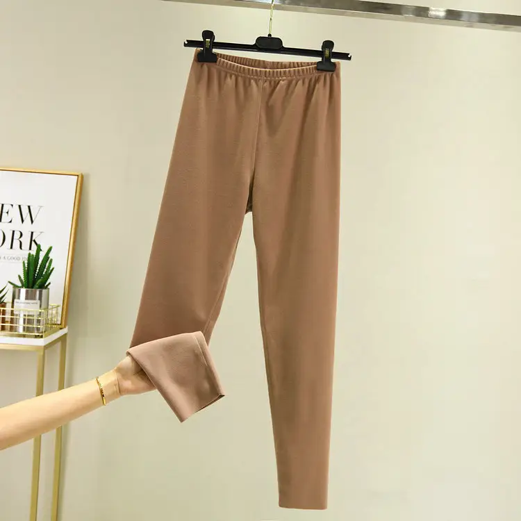 Women's Fleece Lined Warm Leggings Brown - Image 9