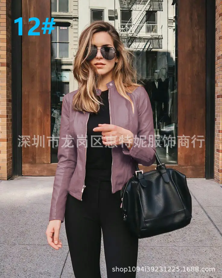 Women's Black PU Leather Jacket Coat 2020 Winter - Image 4