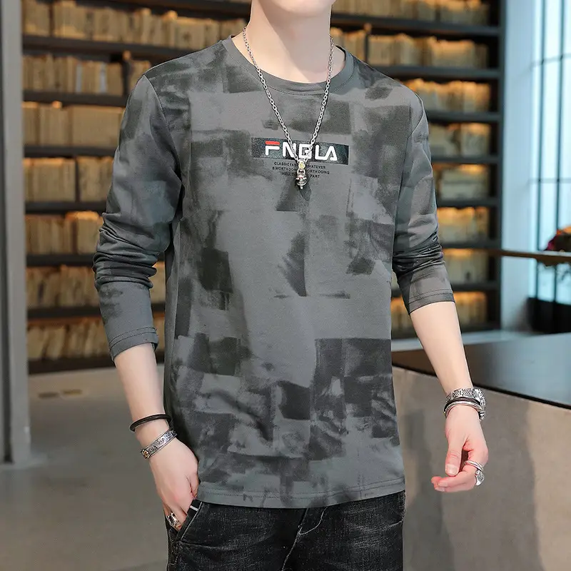 Men FNGA Long Sleeve Camo T-Shirt Korean Base Sweater - Image 6