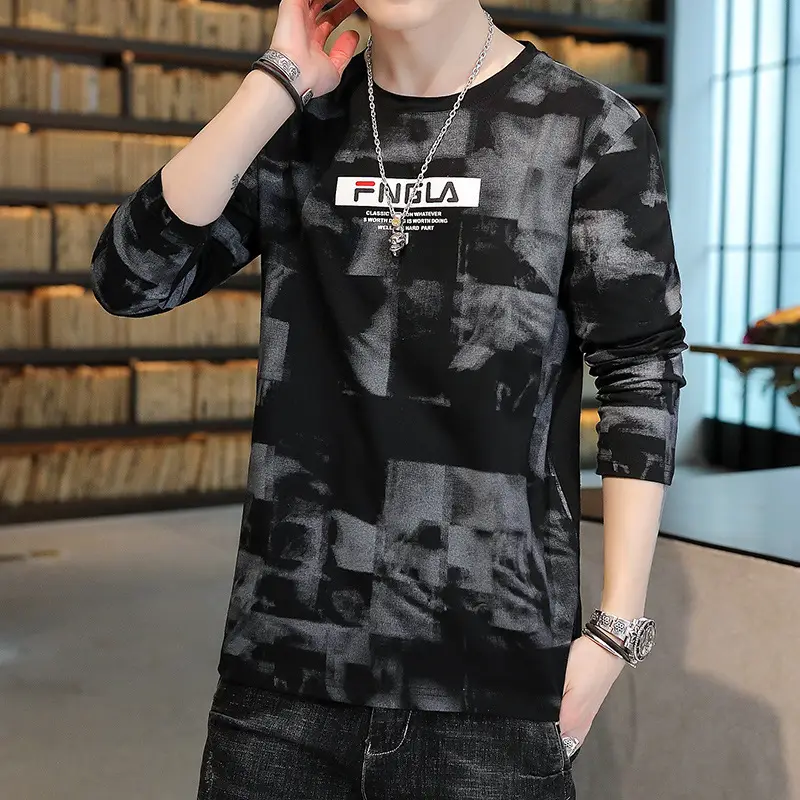 Men FNGA Long Sleeve Camo T-Shirt Korean Base Sweater - Image 7