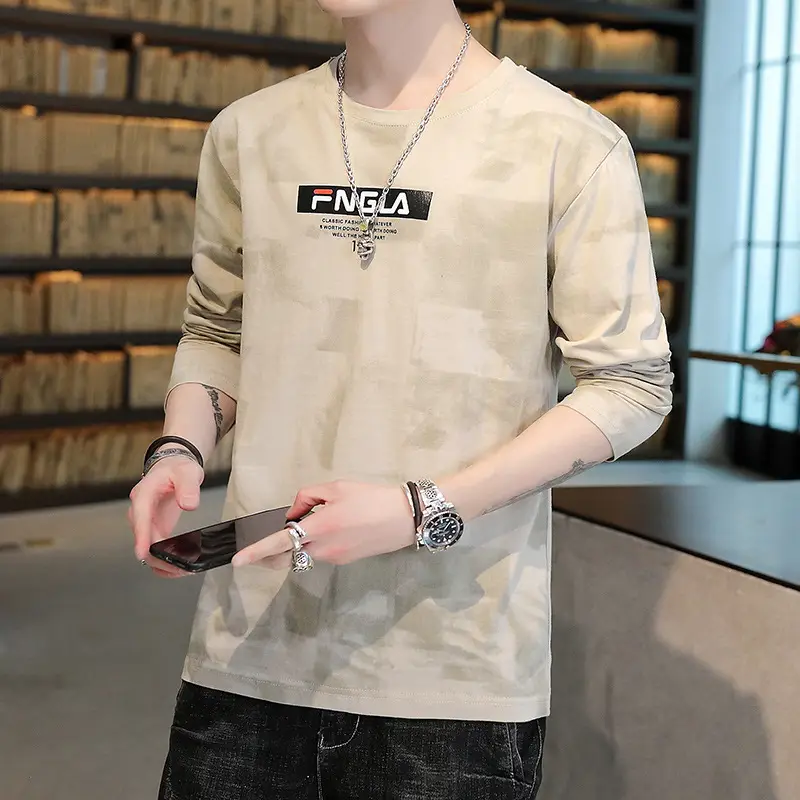 Men FNGA Long Sleeve Camo T-Shirt Korean Base Sweater - Image 8
