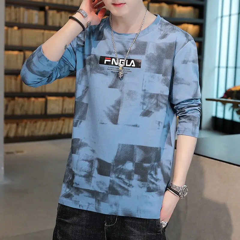 Men FNGA Long Sleeve Camo T-Shirt Korean Base Sweater - Image 9