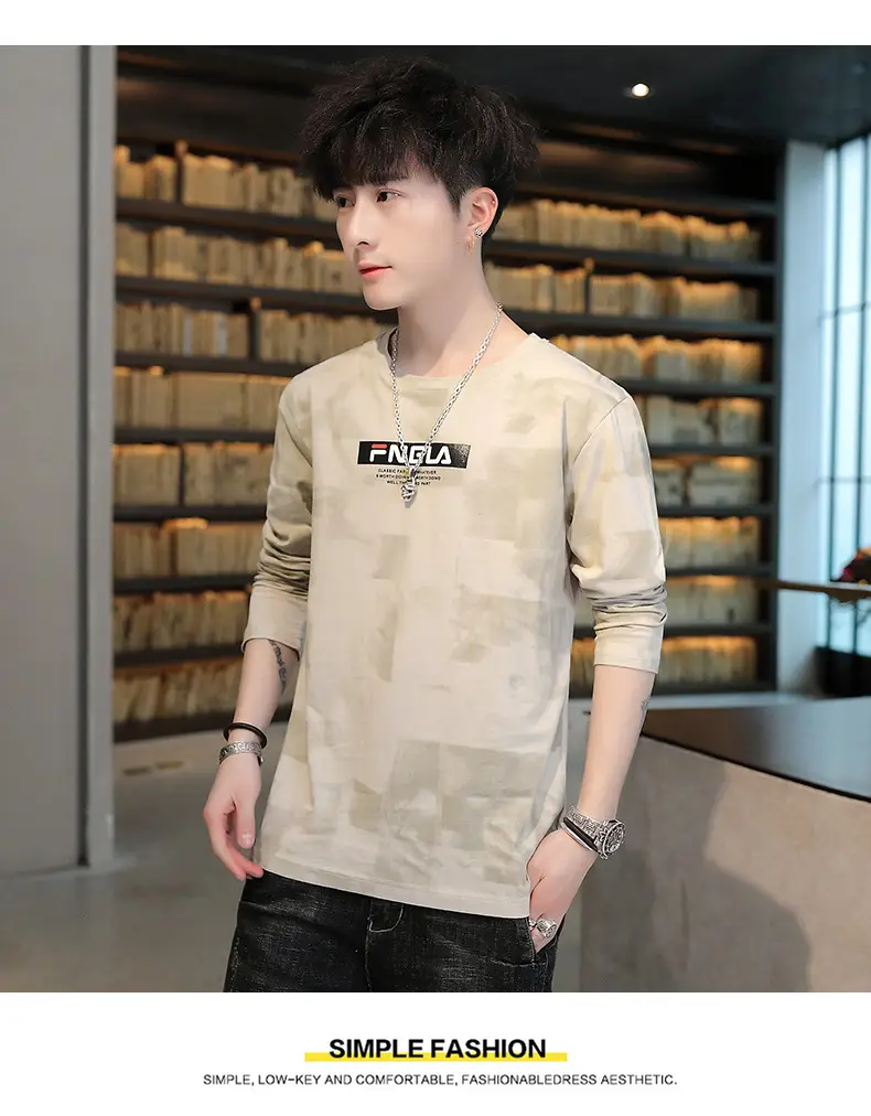 Men FNGA Long Sleeve Camo T-Shirt Korean Base Sweater — feature 13