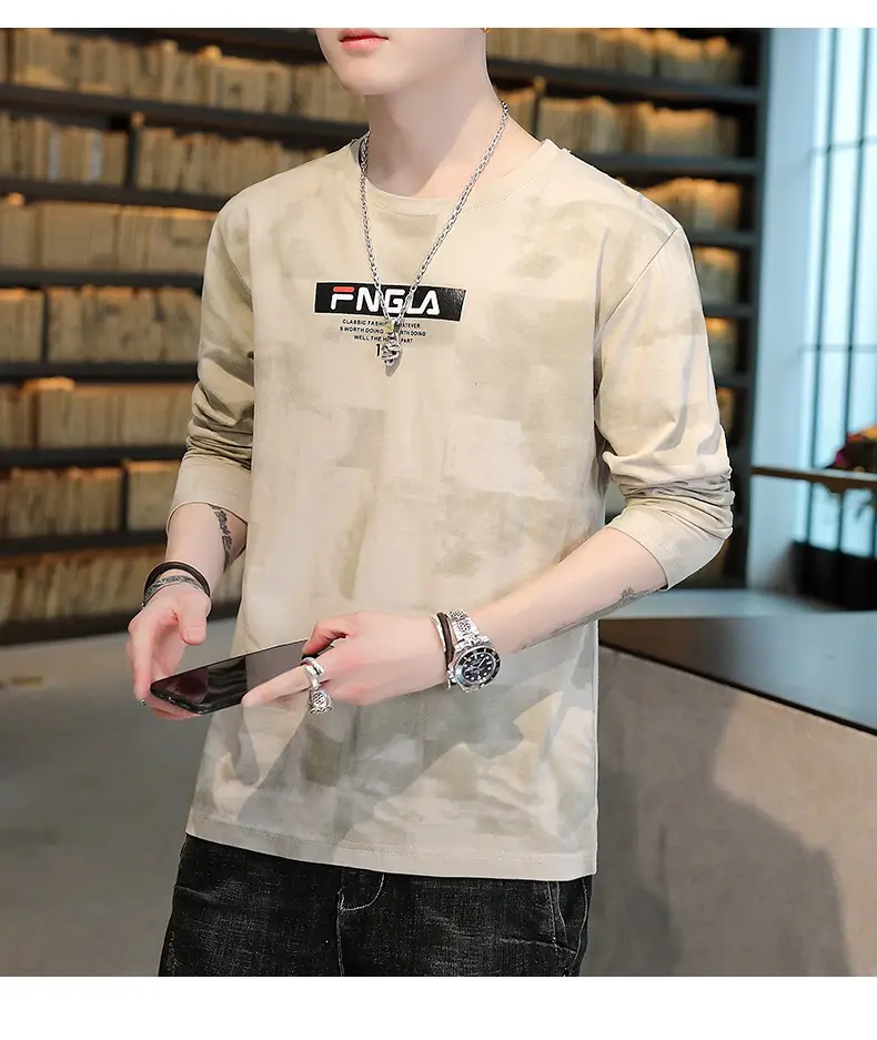 Men FNGA Long Sleeve Camo T-Shirt Korean Base Sweater — feature 14