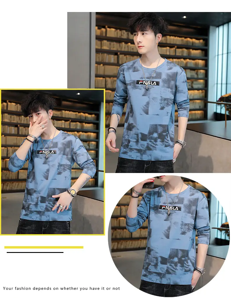 Men FNGA Long Sleeve Camo T-Shirt Korean Base Sweater — feature 15