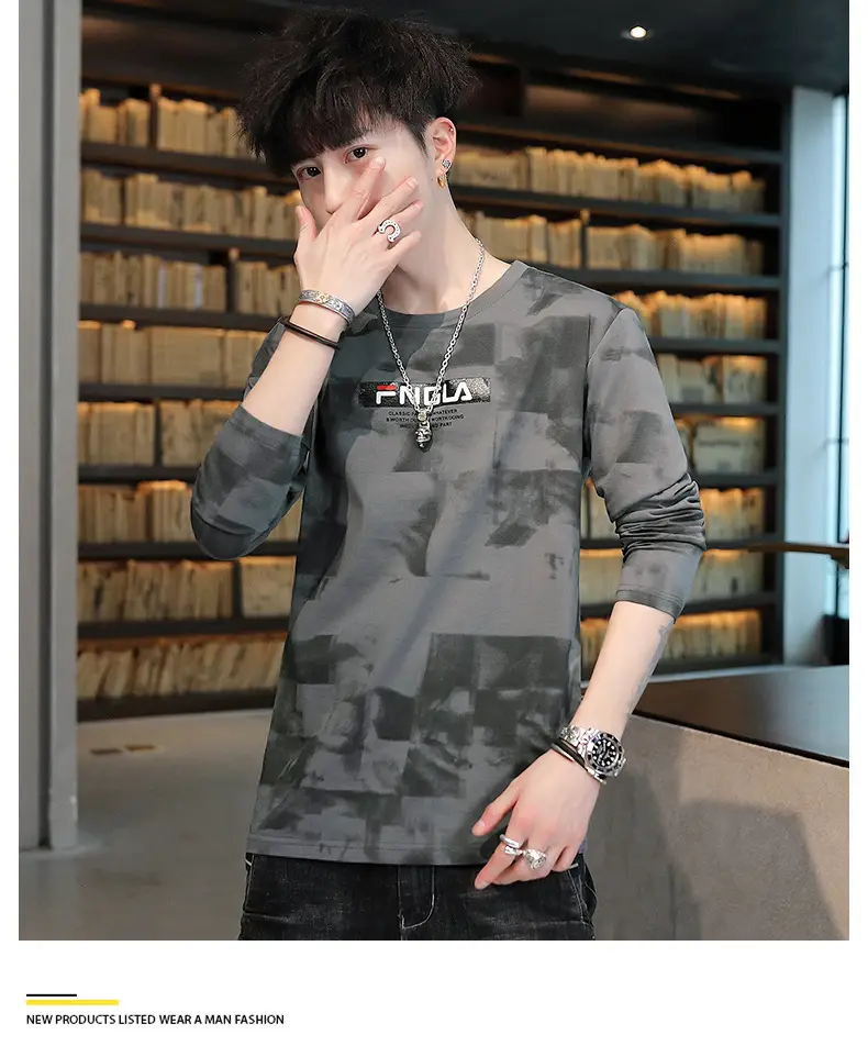 Men FNGA Long Sleeve Camo T-Shirt Korean Base Sweater — feature 16