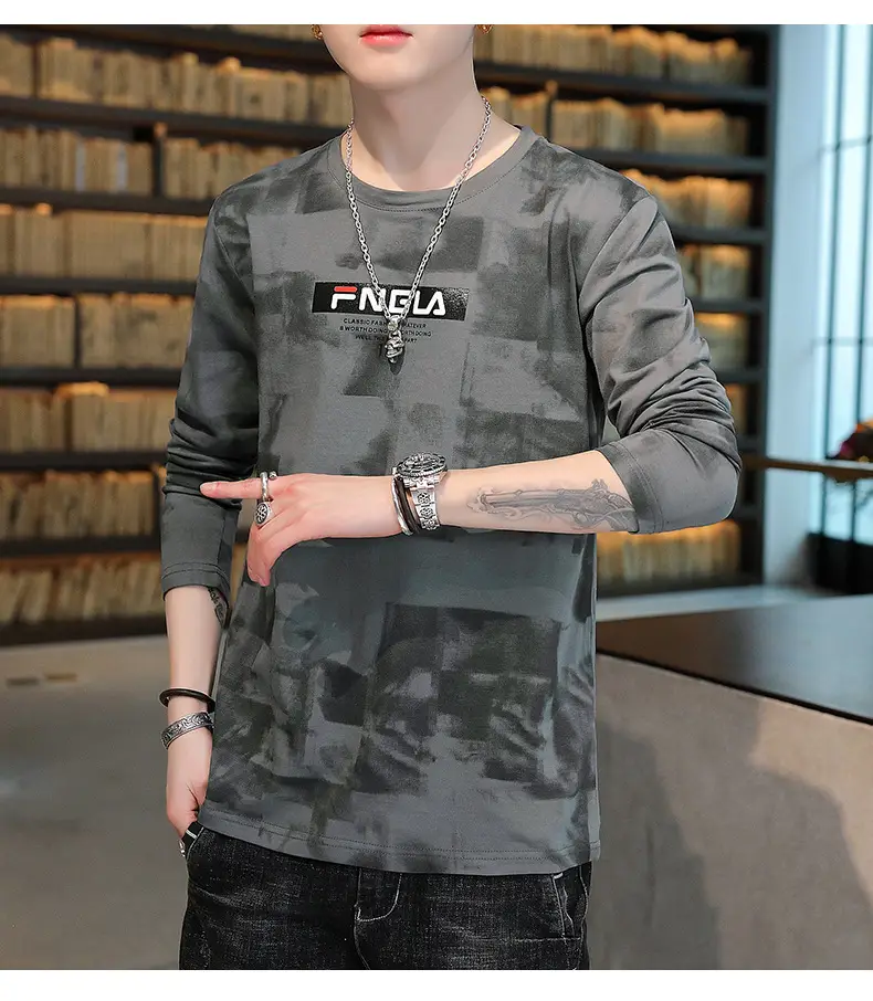 Men FNGA Long Sleeve Camo T-Shirt Korean Base Sweater — feature 17