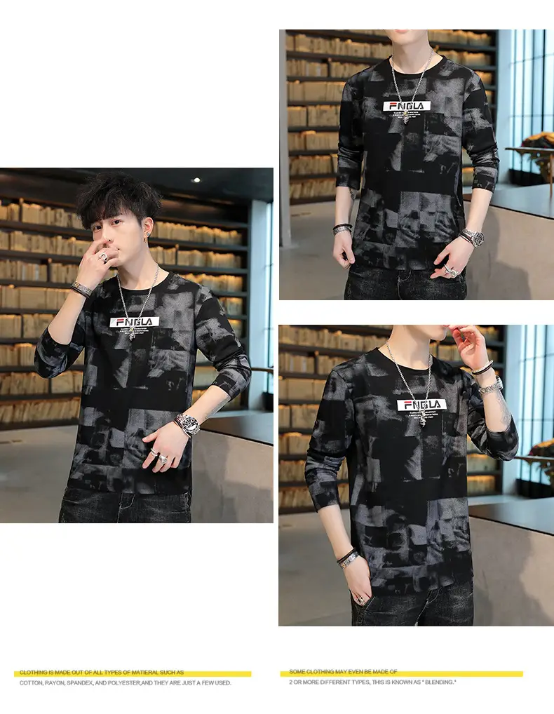 Men FNGA Long Sleeve Camo T-Shirt Korean Base Sweater — feature 19