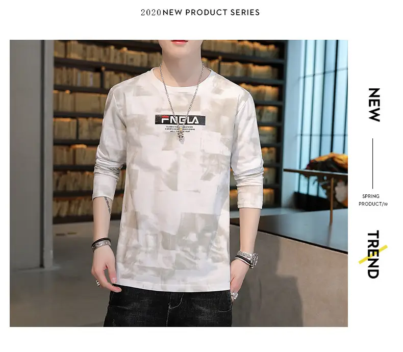 Men FNGA Long Sleeve Camo T-Shirt Korean Base Sweater — feature 3