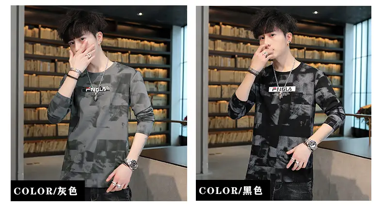 Men FNGA Long Sleeve Camo T-Shirt Korean Base Sweater — feature 7