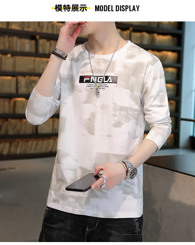 Men FNGA Long Sleeve Camo T-Shirt Korean Base Sweater — feature 9