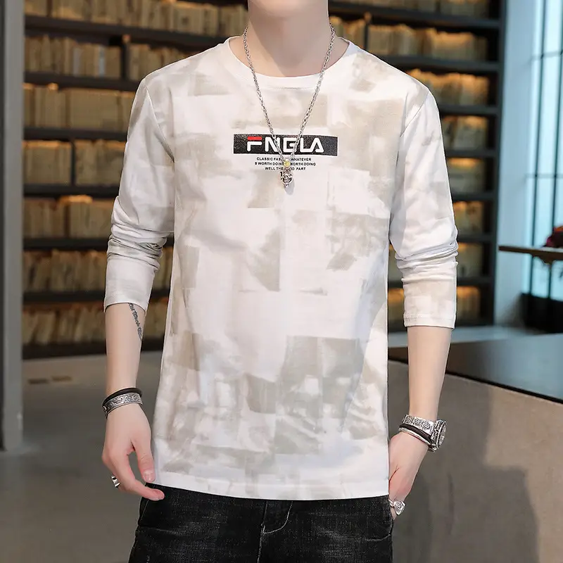 Men FNGA Long Sleeve Camo T-Shirt Korean Base Sweater - Image 2