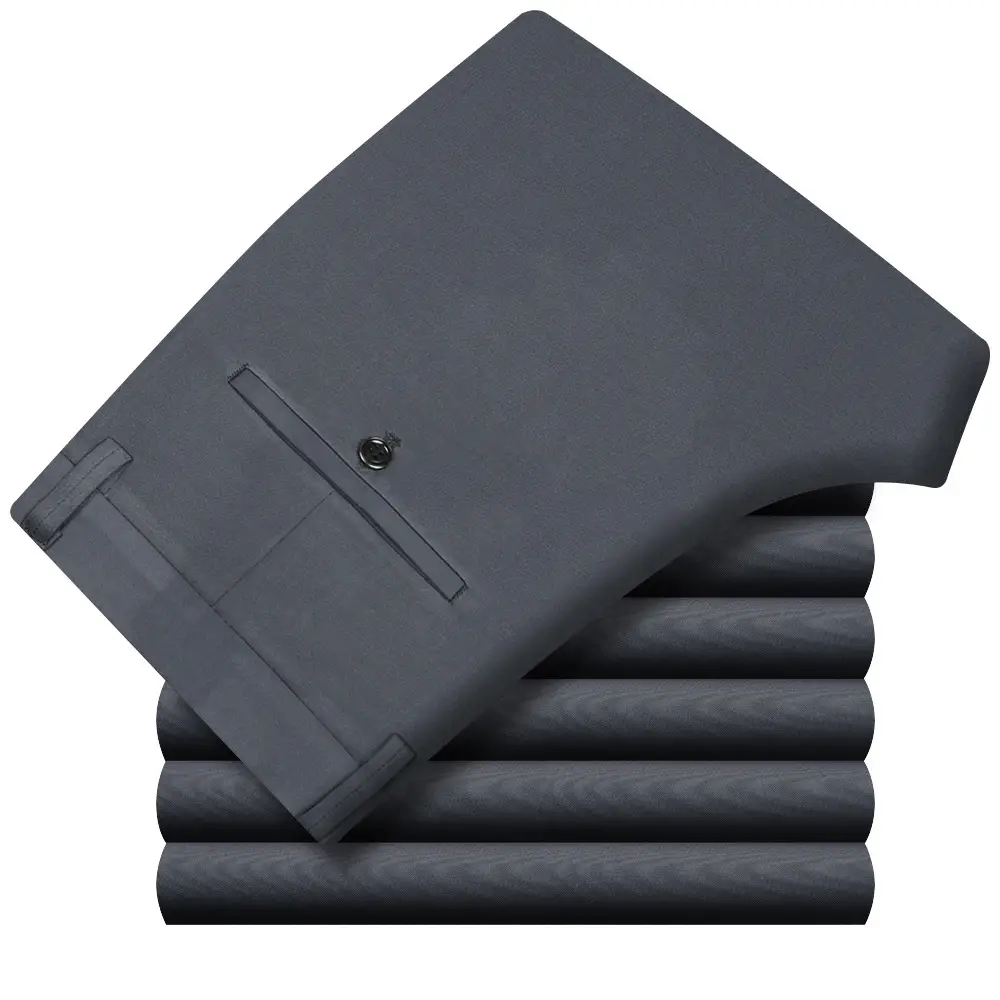 Men Dark Blue Straight Fit Casual Pants Large - Image 9