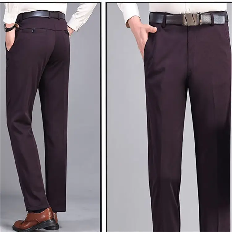 Men Dark Blue Straight Fit Casual Pants Large - Image 5