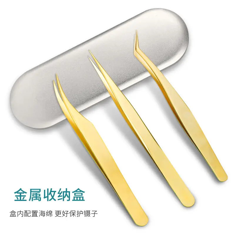 False Eyelash Tweezers Dolphin Gold Feather Clip