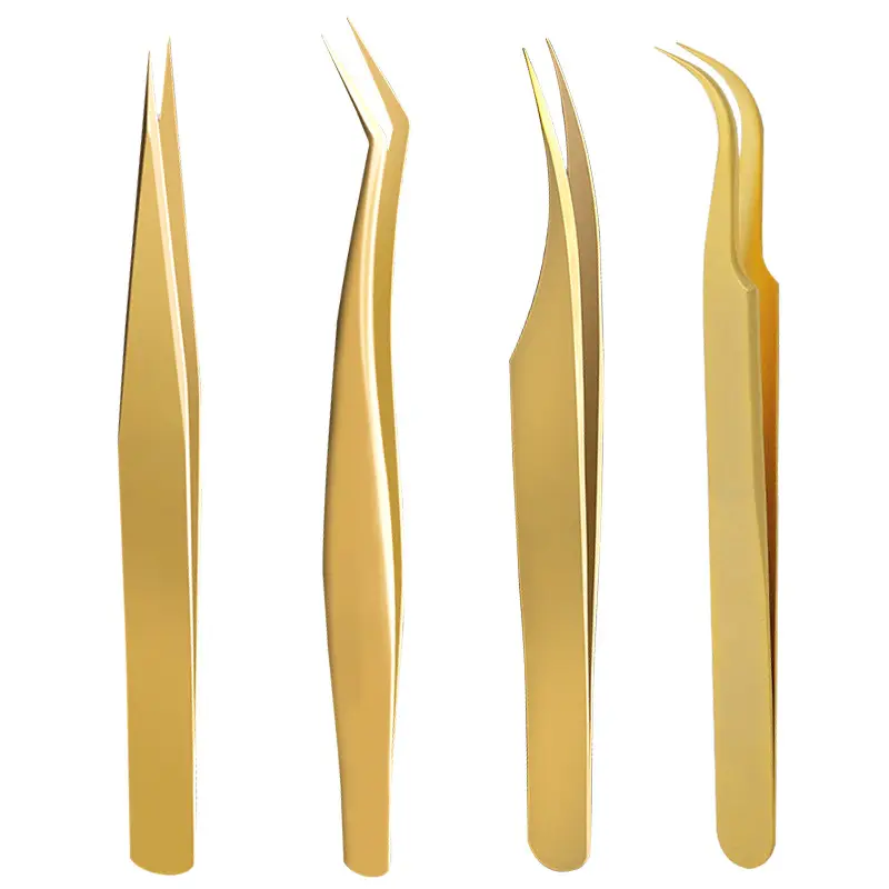 False Eyelash Tweezers Dolphin Gold Feather Clip