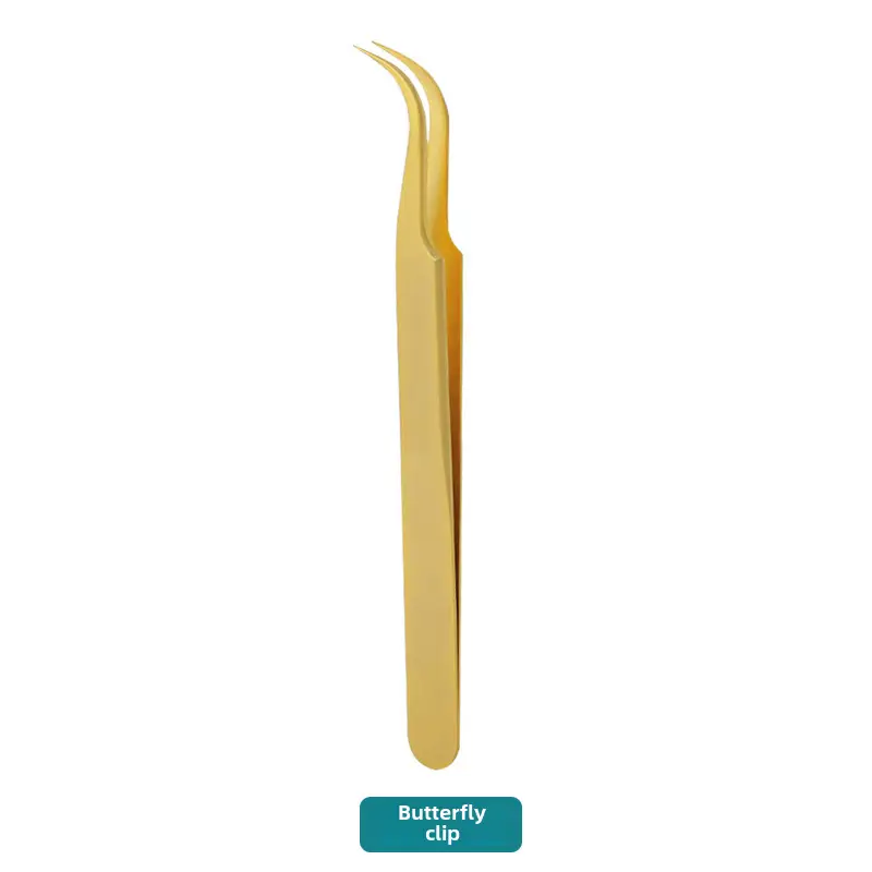 False Eyelash Tweezers Dolphin Gold Feather Clip