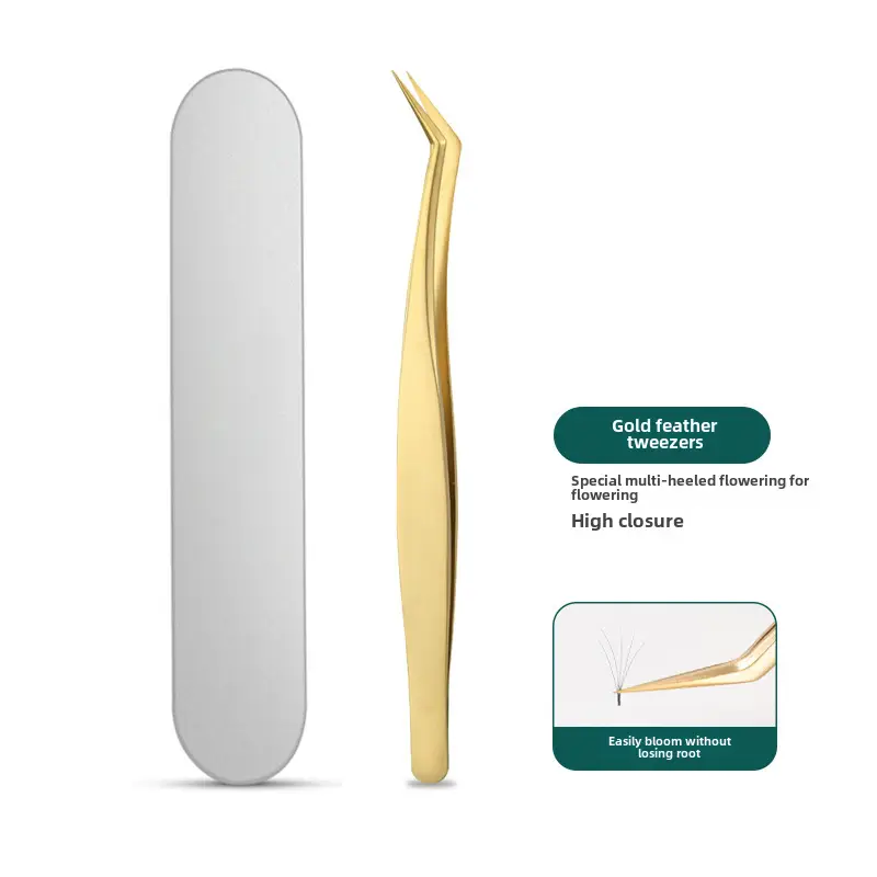 False Eyelash Tweezers Dolphin Gold Feather Clip