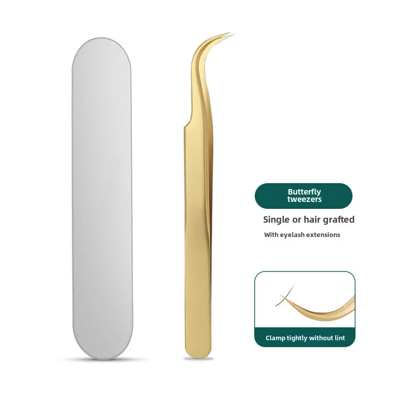 False Eyelash Tweezers Dolphin Gold Feather Clip