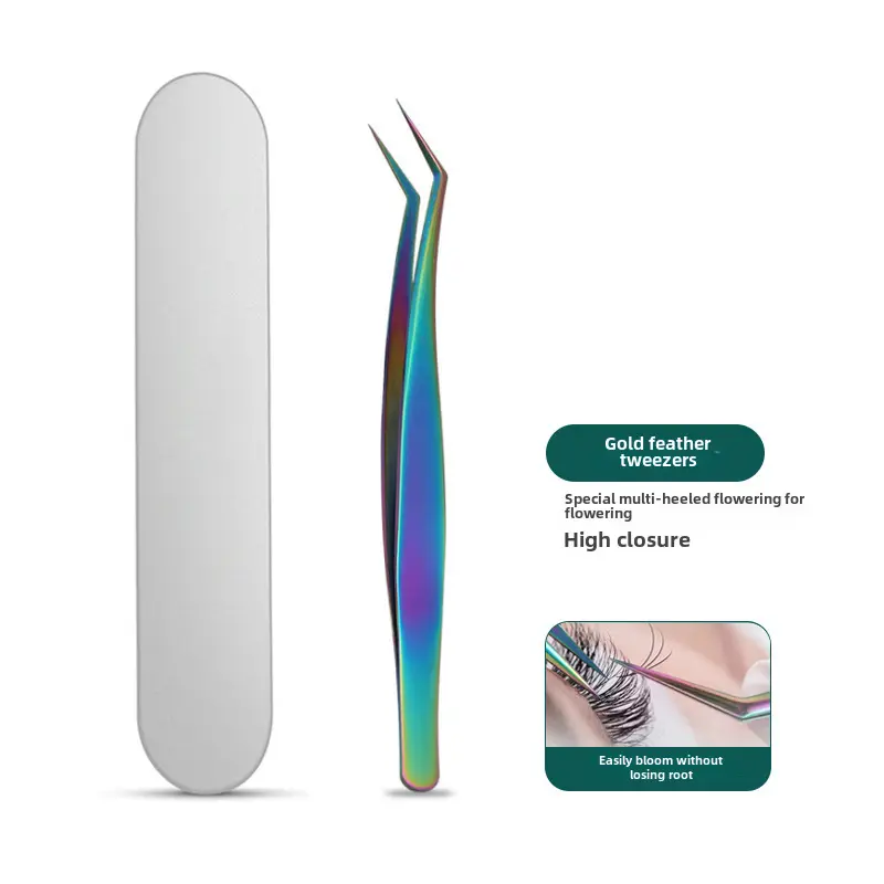 False Eyelash Tweezers Dolphin Gold Feather Clip