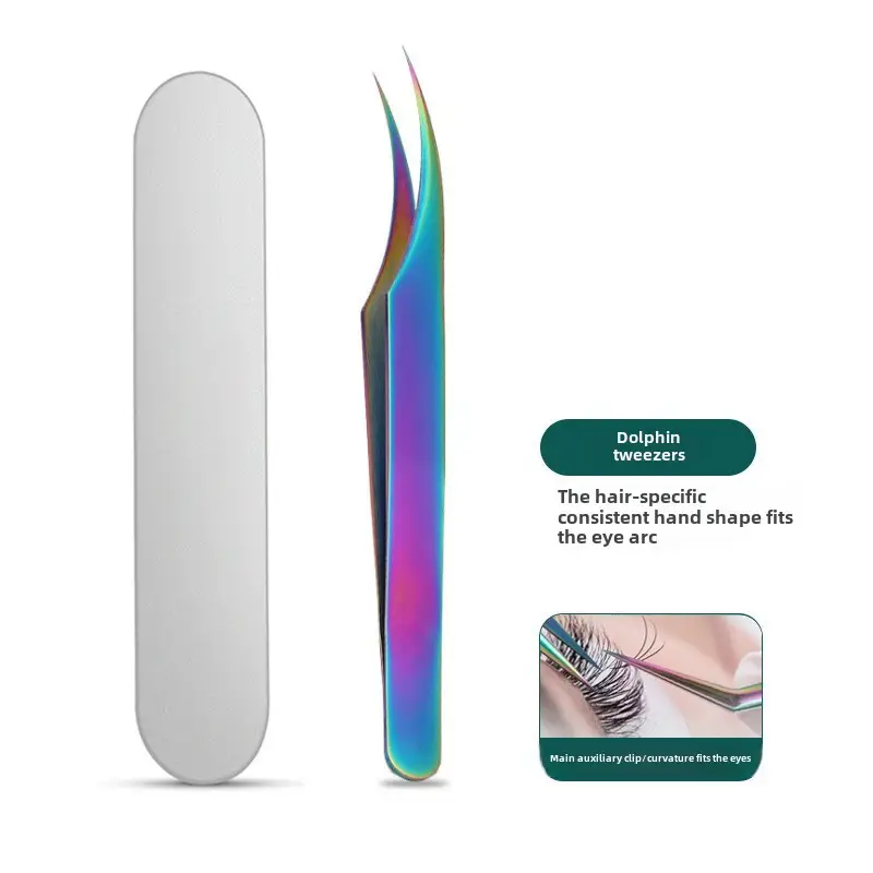 False Eyelash Tweezers Dolphin Gold Feather Clip