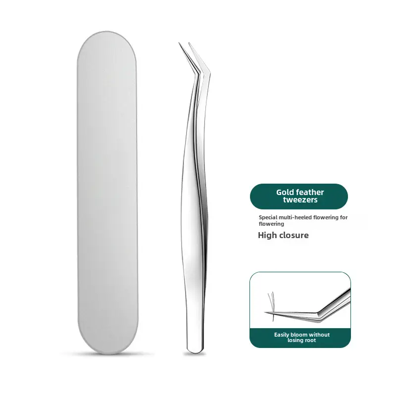 False Eyelash Tweezers Dolphin Gold Feather Clip
