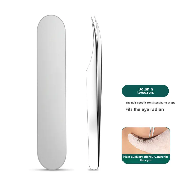 False Eyelash Tweezers Dolphin Gold Feather Clip