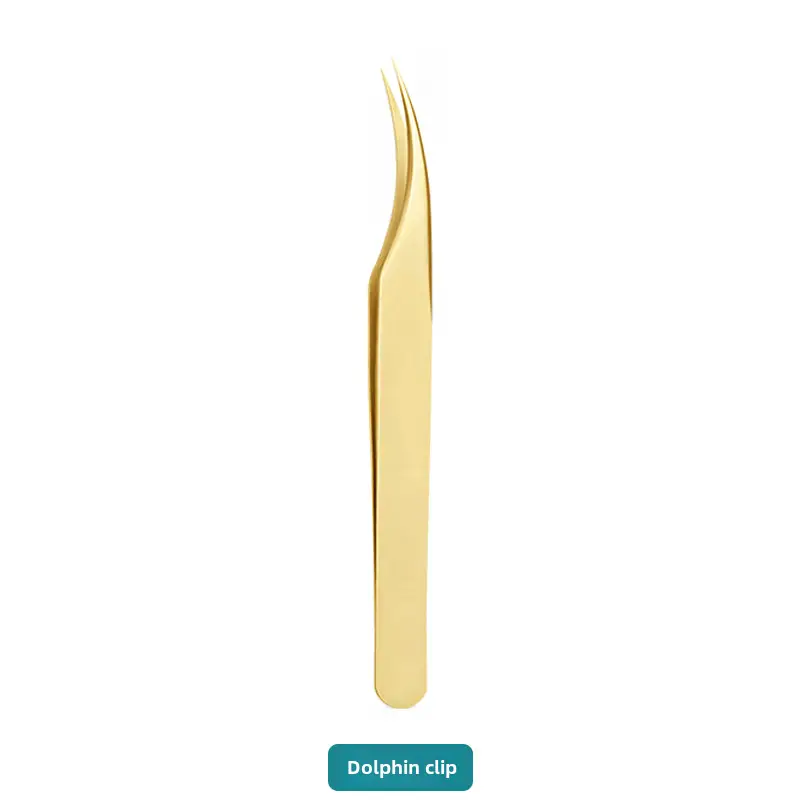 False Eyelash Tweezers Dolphin Gold Feather Clip