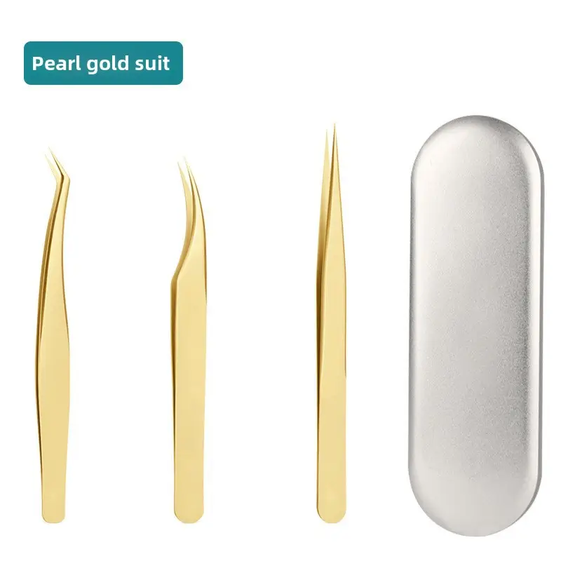 False Eyelash Tweezers Dolphin Gold Feather Clip