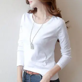 Women's Olive Green Slim Fit Long Sleeve T-Shirt - Image 3