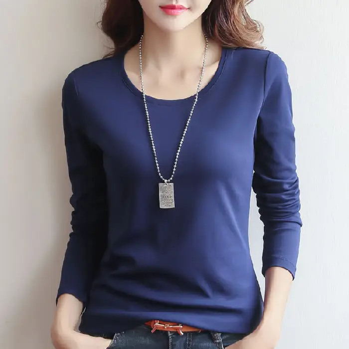 Women's Olive Green Slim Fit Long Sleeve T-Shirt - Image 6