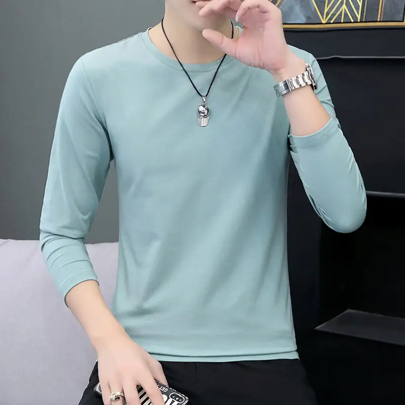 Men Grey Cotton Long Sleeve Round Neck T-Shirt - Image 3
