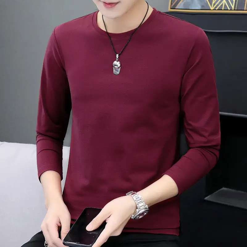 Men Grey Cotton Long Sleeve Round Neck T-Shirt - Image 4