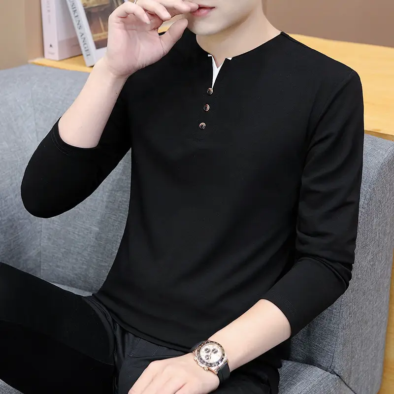 Men's Black Slim Fit Long Sleeve T-Shirt Casual Wear - Image 5
