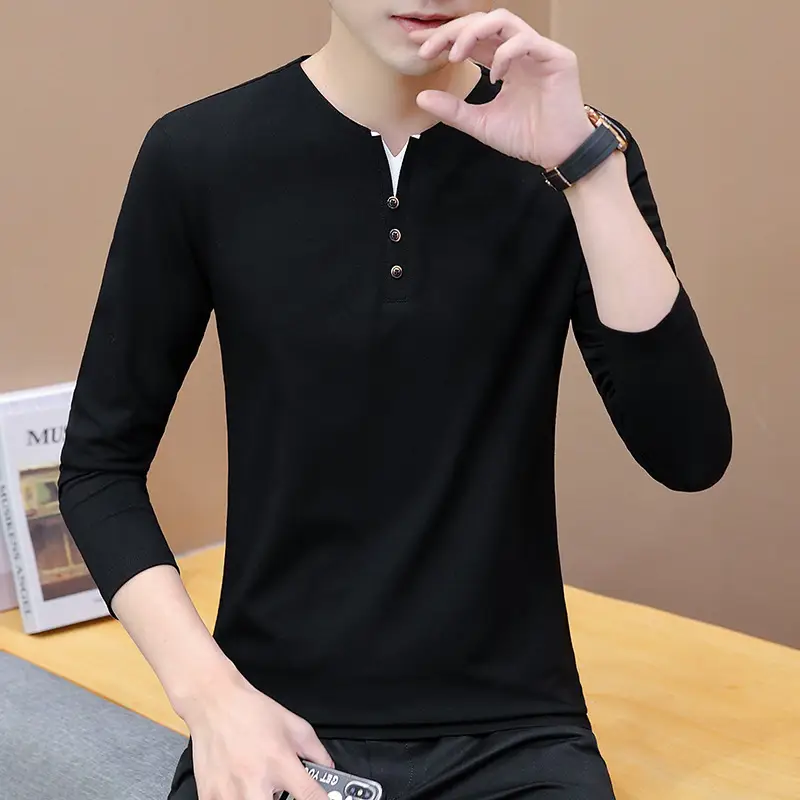 Men's Black Slim Fit Long Sleeve T-Shirt Casual Wear - Image 8