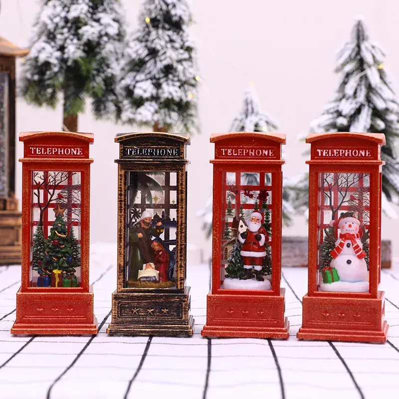 2022 Christmas LED Phone Booth Decorations Set of 4 - Image 5