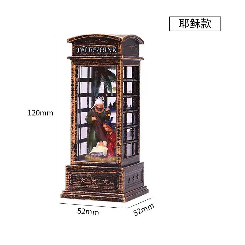 2022 Christmas LED Phone Booth Decorations Set of 4 - Image 3
