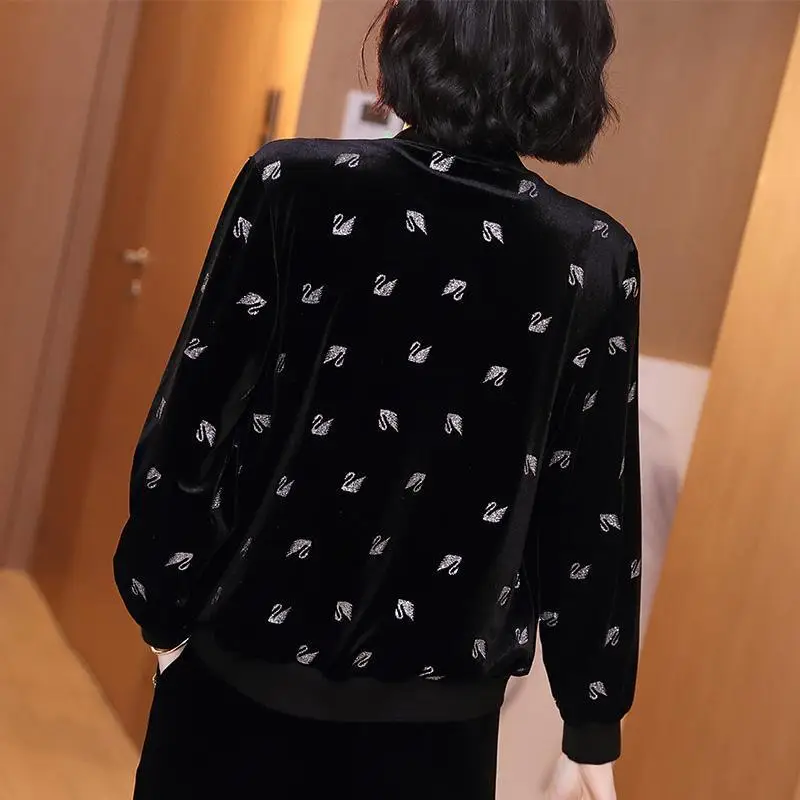 Gold Velvet Jacket Women Autumn Winter Large - Image 8